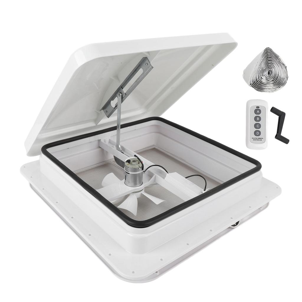 14 Inches RV Roof Vent Fan with Remote Control DC12V Reversible Motor 6 Inch Blade Bathroom Vent Fan for Trailers