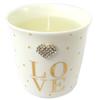 [P0303] - Decorative Candle 'Messages' Beige (Love) Wild Rose - 8x8. 5cm