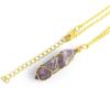 Blue sand Wire Wrap Stone Pendant Natural Stone Rose Quartz Hexagonal Cylindrical Crystal Necklace