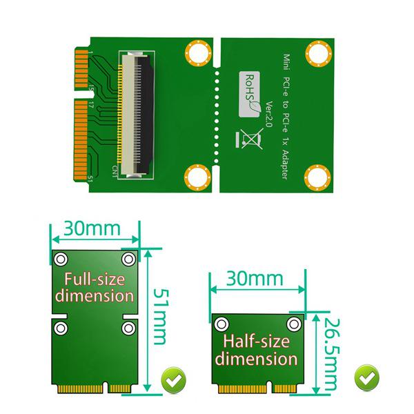 Green PCB Mini PCI-E to 8X PCI-E Extension Cable Set