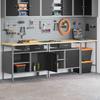 Workbench Set 3 pcs Red and Grey Powder Coated Steel