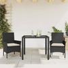 VidaXL Garden Dining Set and Cushions 3 Pcs Black Rattan Glass 3278537