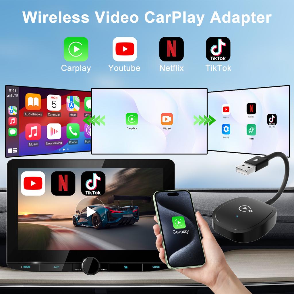 Проводной и беспроводной Carplay Box Беспроводной автомобильный видеоконвертер Адаптер Carplay