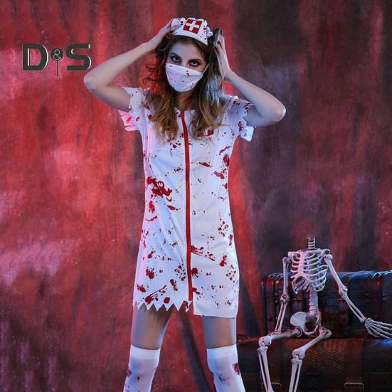 Хэллоуин Ужас Кровь Медсестра Костюм Женский Мужской Костюм Доктора Пара Праздник Террор Косплей Хэллоуин Ролевая Игра Костюм