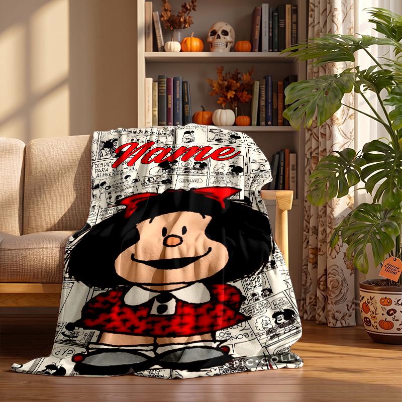 Mafalda Custom Flannel Blankets Soft Warm Cozy Throws for Home Decor Holiday Gifts