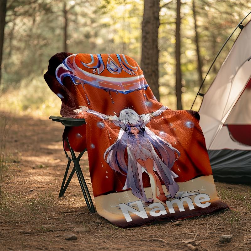 Personalized Custom Name Blanket - Genshin Impact Furina Print Design,Blanket for Sofa,Bed,Travel,Camping - Soft and Warm, Great Gift