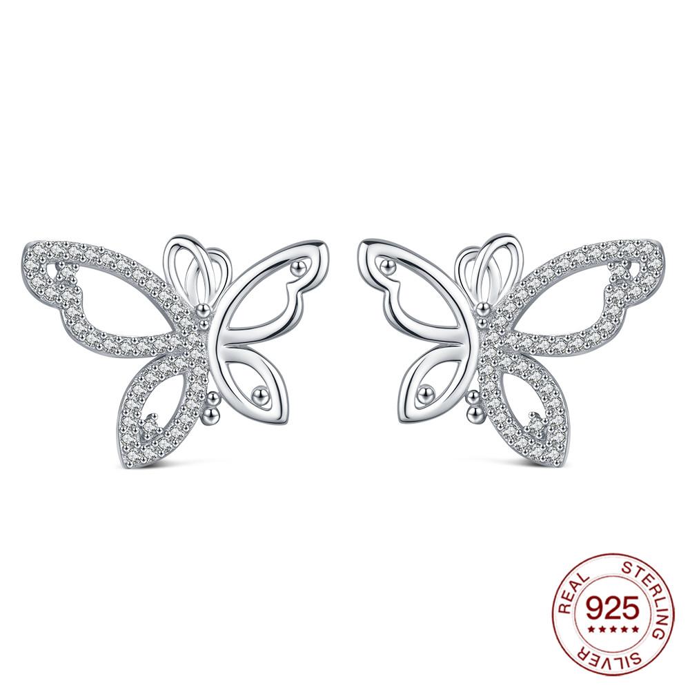 Fashion Simple Hollow Cute Cat Stud Earrings Women's 925 Silver Hypoallergenic Earrings Teen Girls Jewelry Gifts