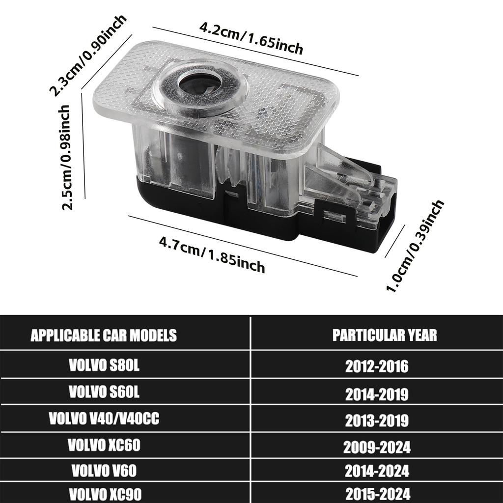 For Volvo Rdesign V50 S60 XC60 S40 XC40 XC90 V6 Accesorios 2PCs Car Door Light LED Welcome Laser Projector Logo Lamp Backlight