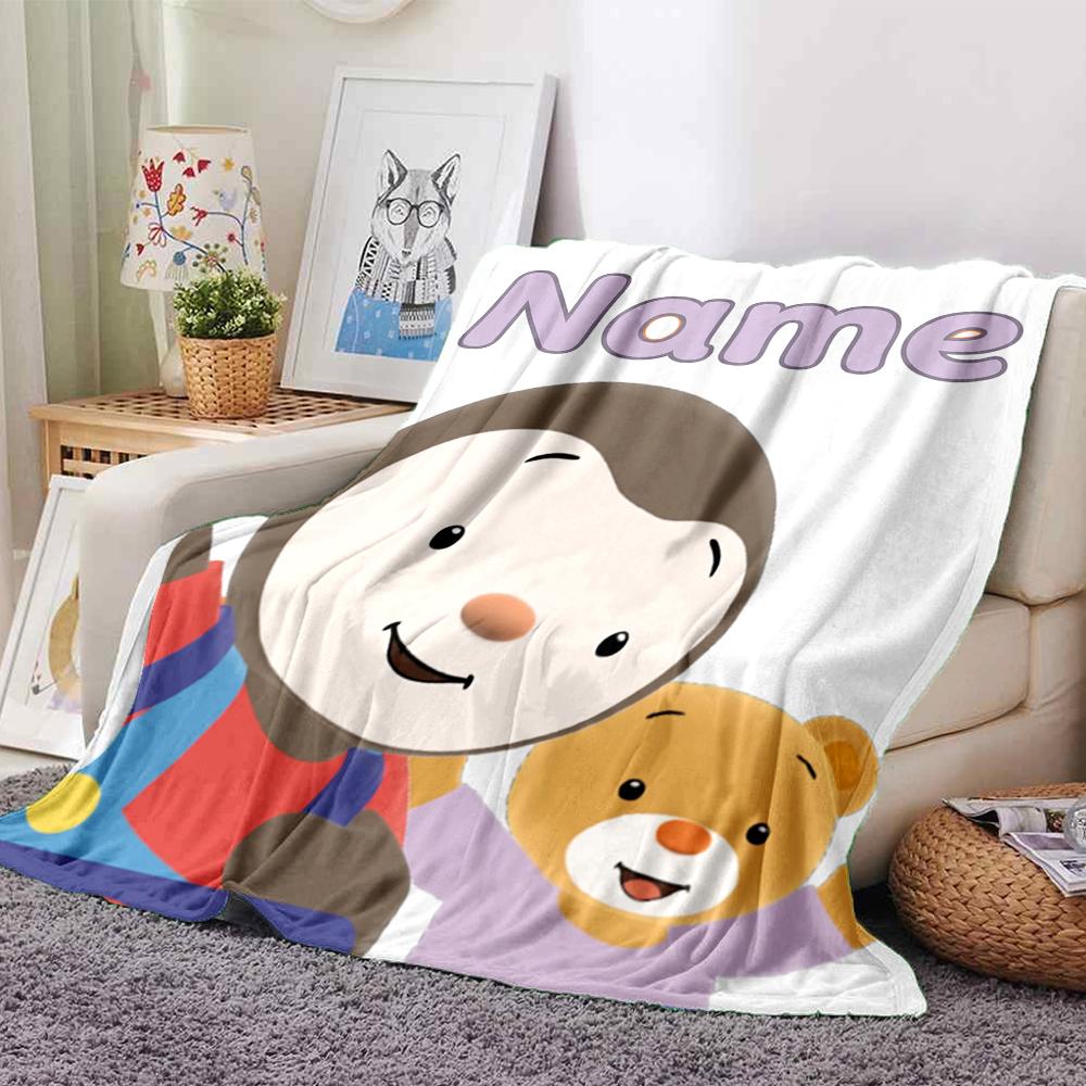 Custom Name Tchoupi Theme Printed Blanket Perfect For Couch Bed Travel Outdoor Use Machine Washable Cozy Durable