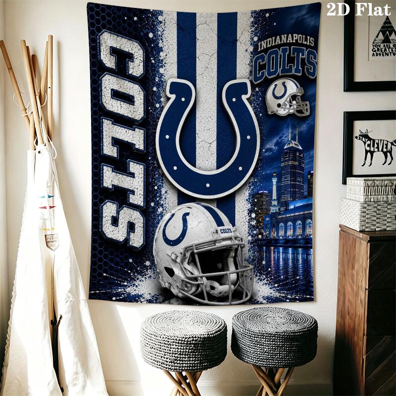 Indianapolis Colts Wall Tapestry Aesthetic Wall Hanging Printed Fabric Blanket Decorative Tapestries for Bedroom Living Room Home Decor