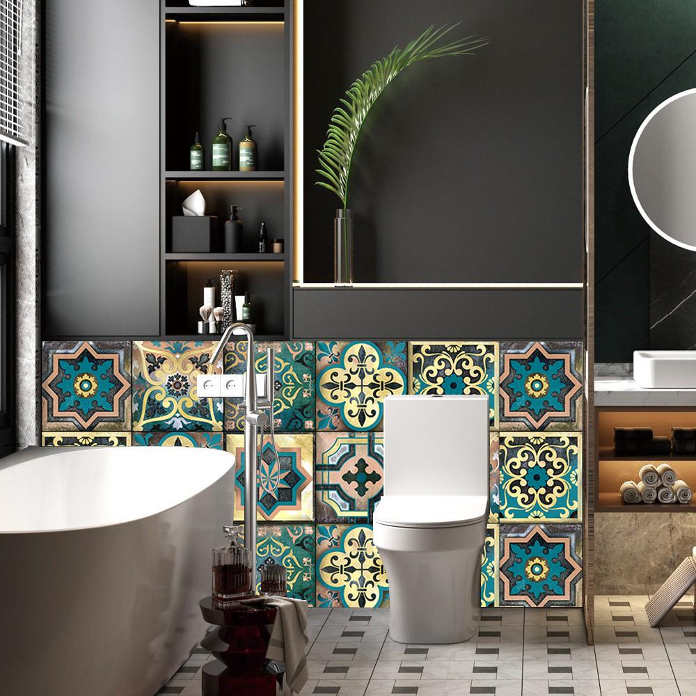 10 шт., настенная наклейка в стиле мандалы, кухонный фартук, маслостойкий шкаф, умывальник, пилинг и; Водонепроницаемые художественные наклейки на стены