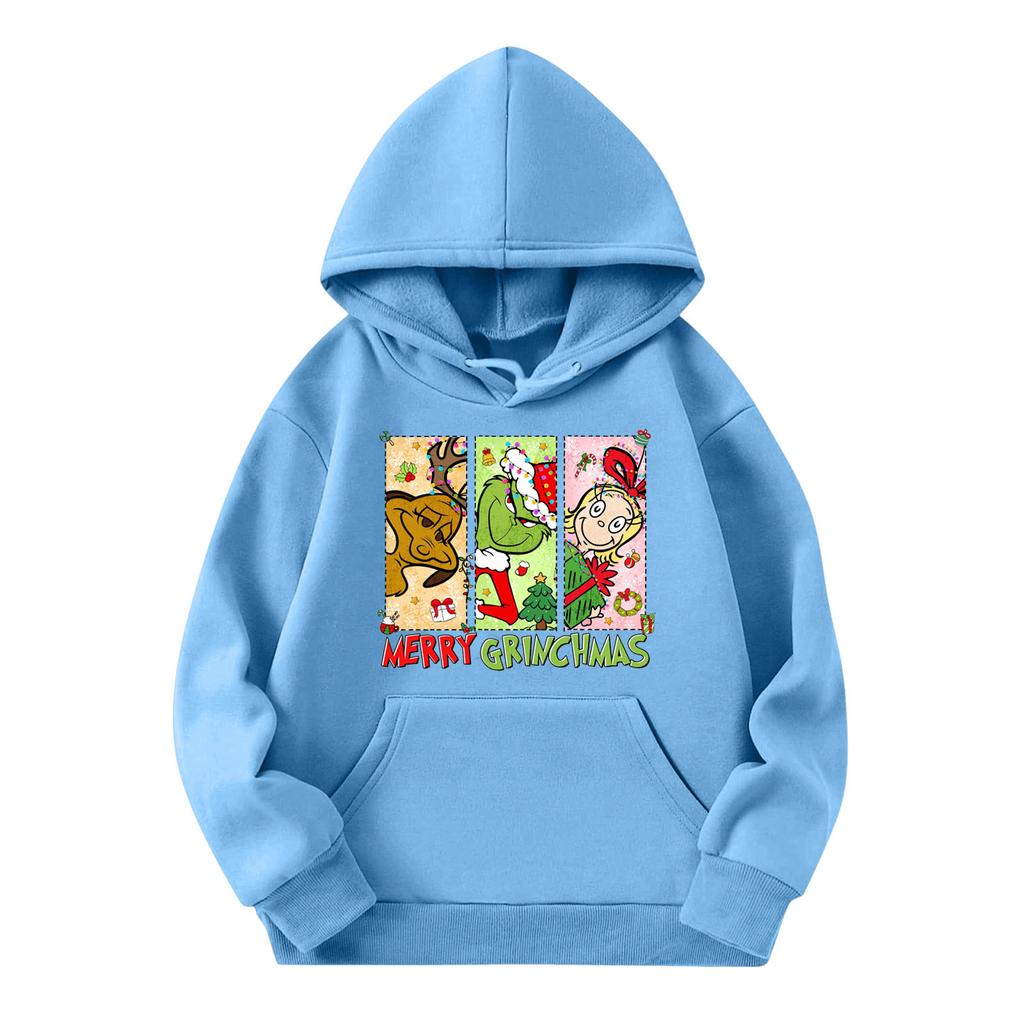 Child Fashion Lightweight Long Sleeve Pullover With Pockets Print Hoodie