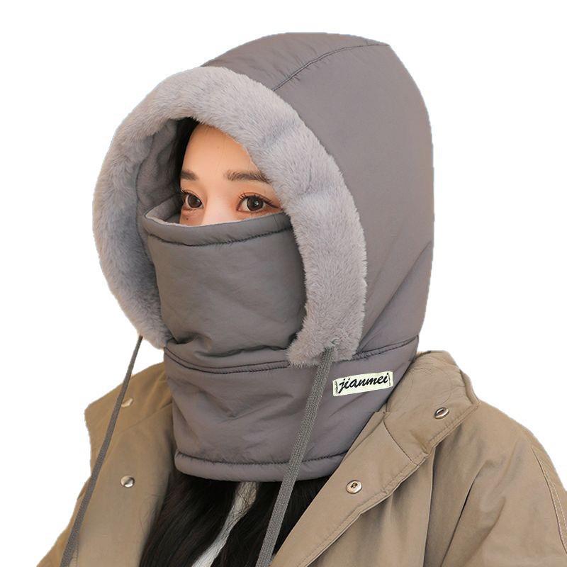 Lei Feng Winter Fleecelined Hat Balaclava With Integrated Scarf And Mask For Outdoor Cold Protection