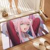 Anime Zero Two Rubber XXL PC Bathroom Mat Anti-slip Absorb Water Long Strip Cushion Bedroon Mat Welcome Doormat