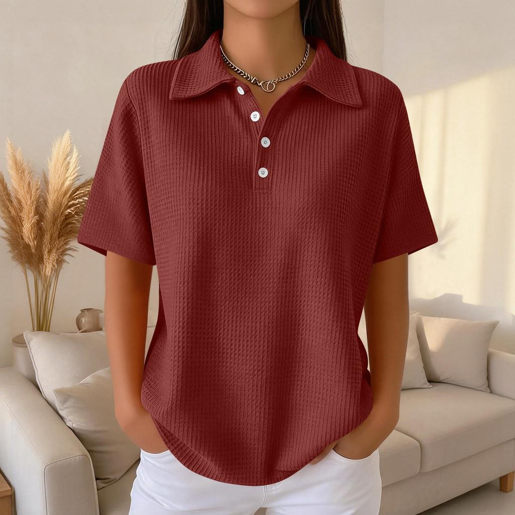 Женская мода Повседневная рубашка с лацканами и короткими рукавами, цветная, женские топы
