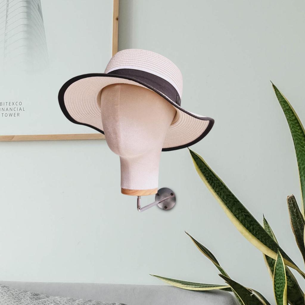 Настенный Манекен Голова Модель Шляпа Кепка Подставка 54 см Окружность Бархатная Ткань Высота 28 см для