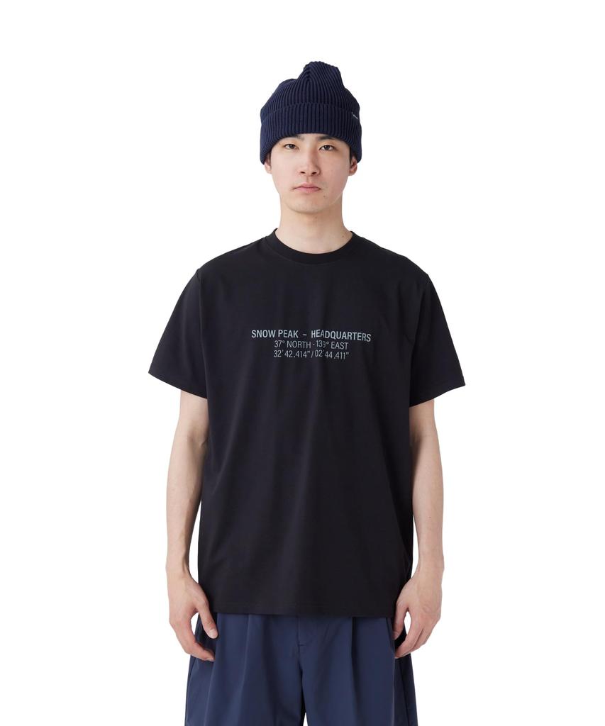 Snow Peak Футболка с топографической картой HQ TS-26SU003, Черная, Размер M. Унисекс футболка с коротким рукавом с графическим принтом топографической карты.