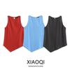 Fashion Style 2024 Summer New Arrival Women's Sleeveless Versatile Elegant Graceful Asymmetrical Design Ramie Sleeveless Shirt