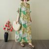 Women's Vintage Long Dress with Cotton and Linen Patterns