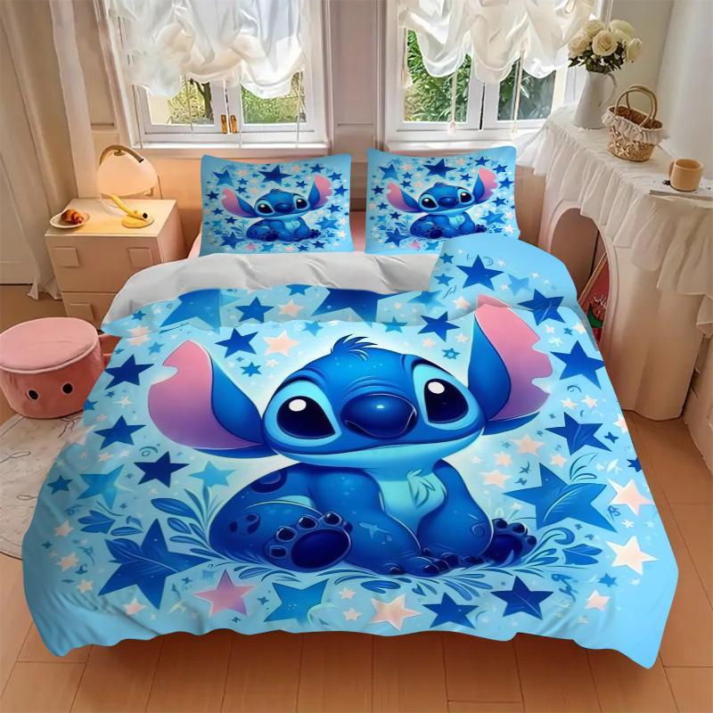 Stitch'S Starry Adventure Print 3Pcs Bedding Setduvet Cover With 2 Bedropillowcase Home Birthday Gift