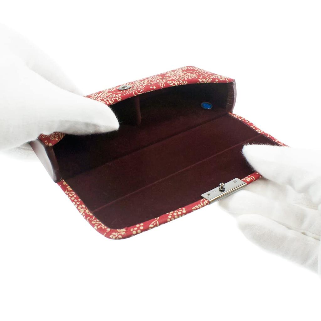 Футляр для очков Inden H из оленьей кожи красного и белого лака с узором «виноград» [Indenya] 4206-13-120