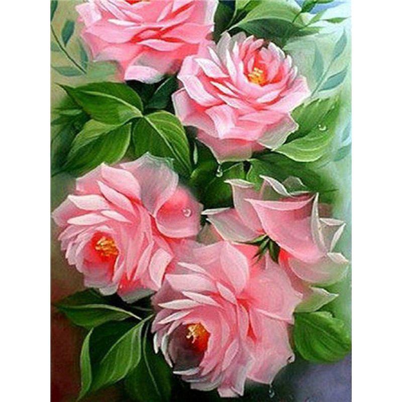 Diy Flower Diamond 5d Painting Diamond Embroidery Rose Full Round Mosaic Picture Rhinestone Cross Stitch Landscape Wall Decor