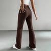 Women Pants High Waist Solid Color Ribbed Casual Trousers Slim Fit Spring