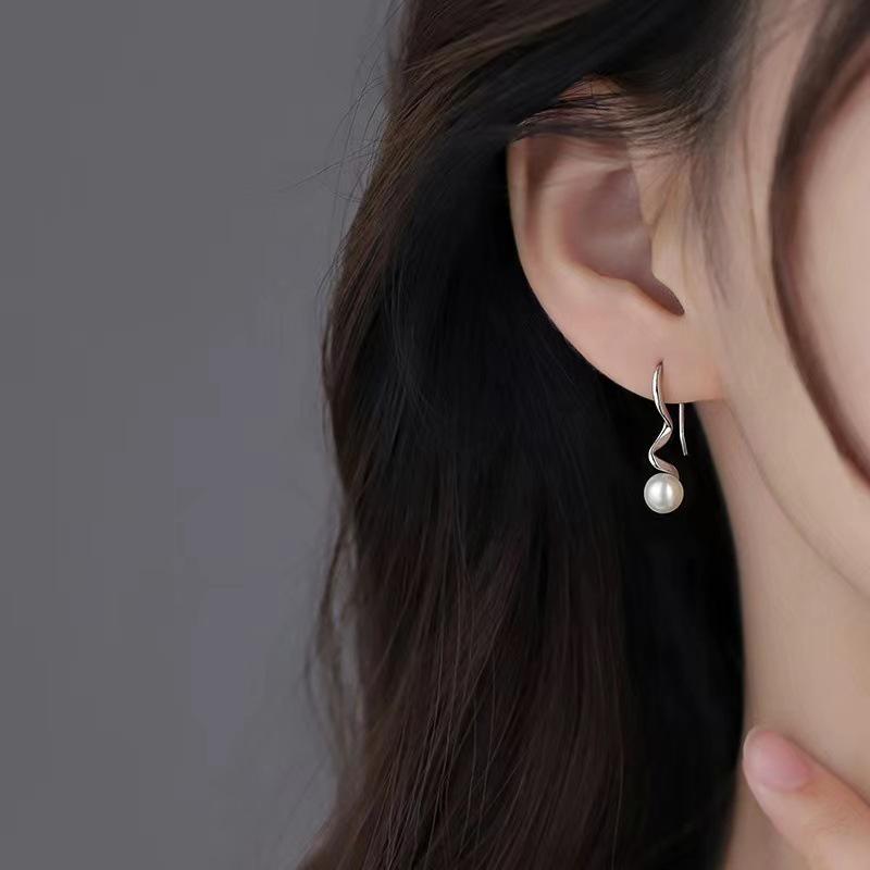 Новые элегантные серьги-пусеты из стерлингового серебра 925 пробы с жемчугом для женщин