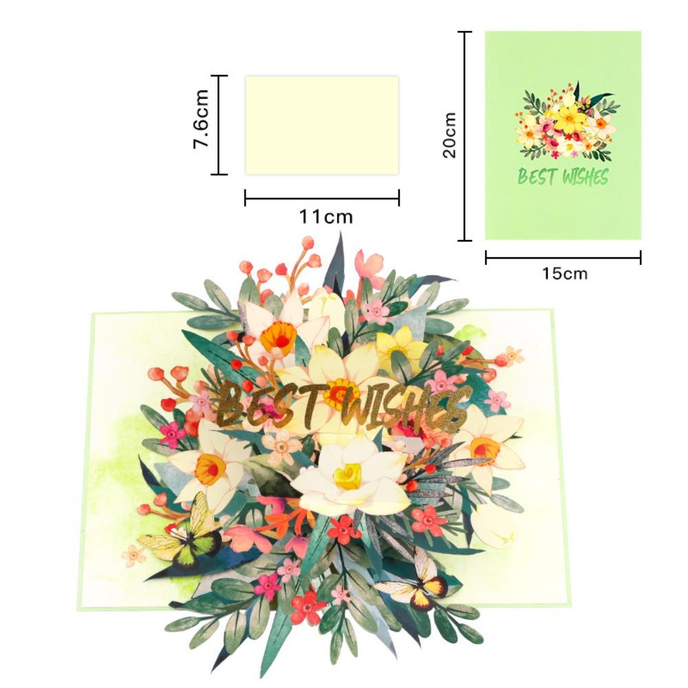 Handmade 3D Floral Greeting Card Paper Material Best Wishes Card Thanksgiving