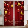 Digital Printing Thin Curtain for Living Room and Bedroom, Red Decoration Ball, Grommet Top, Grommet, Home, 2 Panels