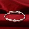 Hollow Transport Bead Lantern Silver Bracelet Push Pull Silver Plated Bracelet Silver Jewelry