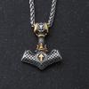 Gold-Plated Mjolnir Pendant Necklace - Viking Thor's Hammer with Valknut & Norse Amulet for Men's Stainless Steel Jewelry Gifts