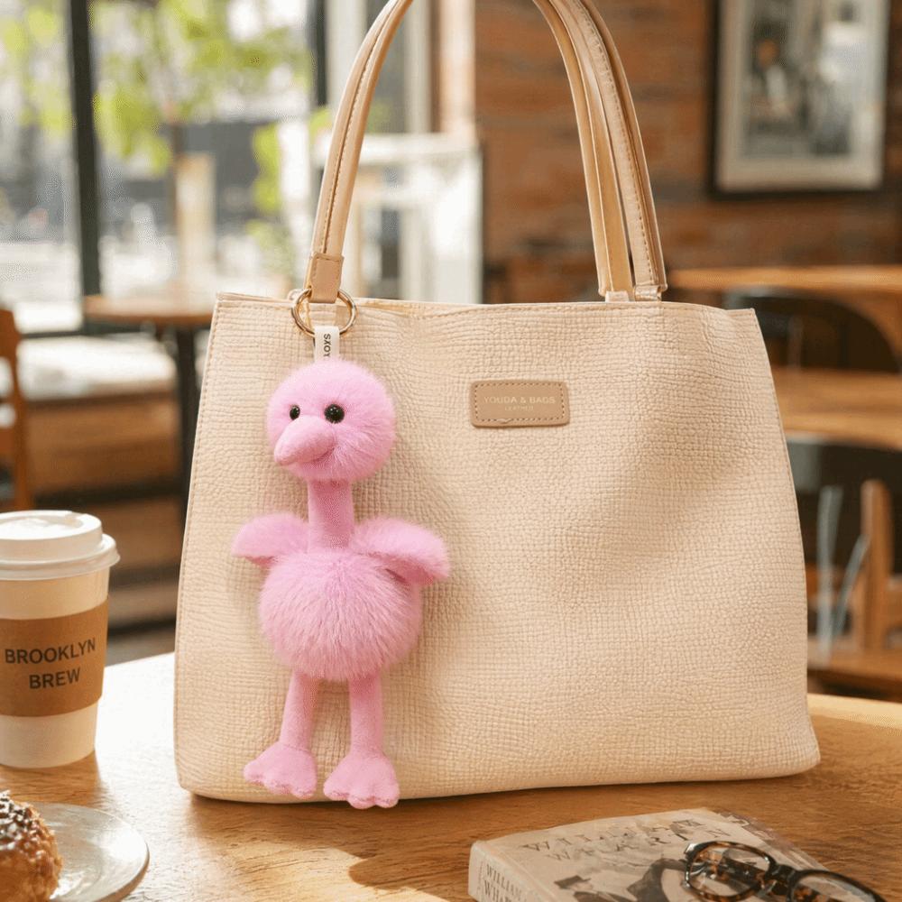 Soft Stuffed Ostrich Plush Doll Pendant Furry Bird Plush Keychains Birthday Gift