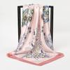 Fashion Floral Printed Square Scarf Spring Summer Satin Silk Shawl Lady Elegant Handkerchief Islam Turban Headscarf 90*90cm