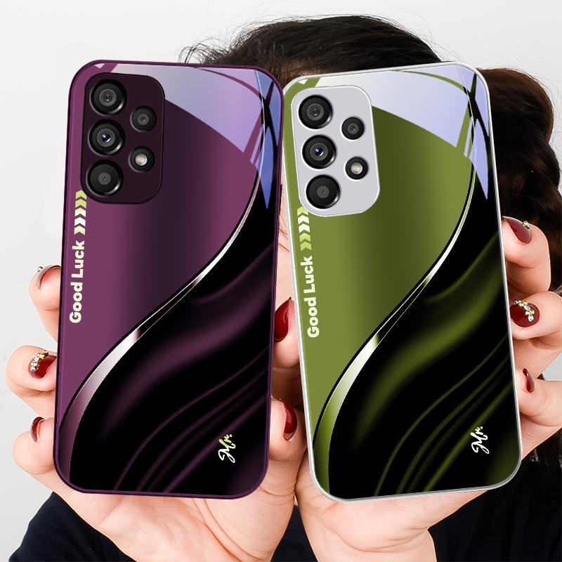 Удачи для Samsung Galaxy Note 8 9 S10 Plus S20 S21 FE S23 Ultra A70 72 73 50 51 52 53 Закаленное стекло Синий чехол для телефона