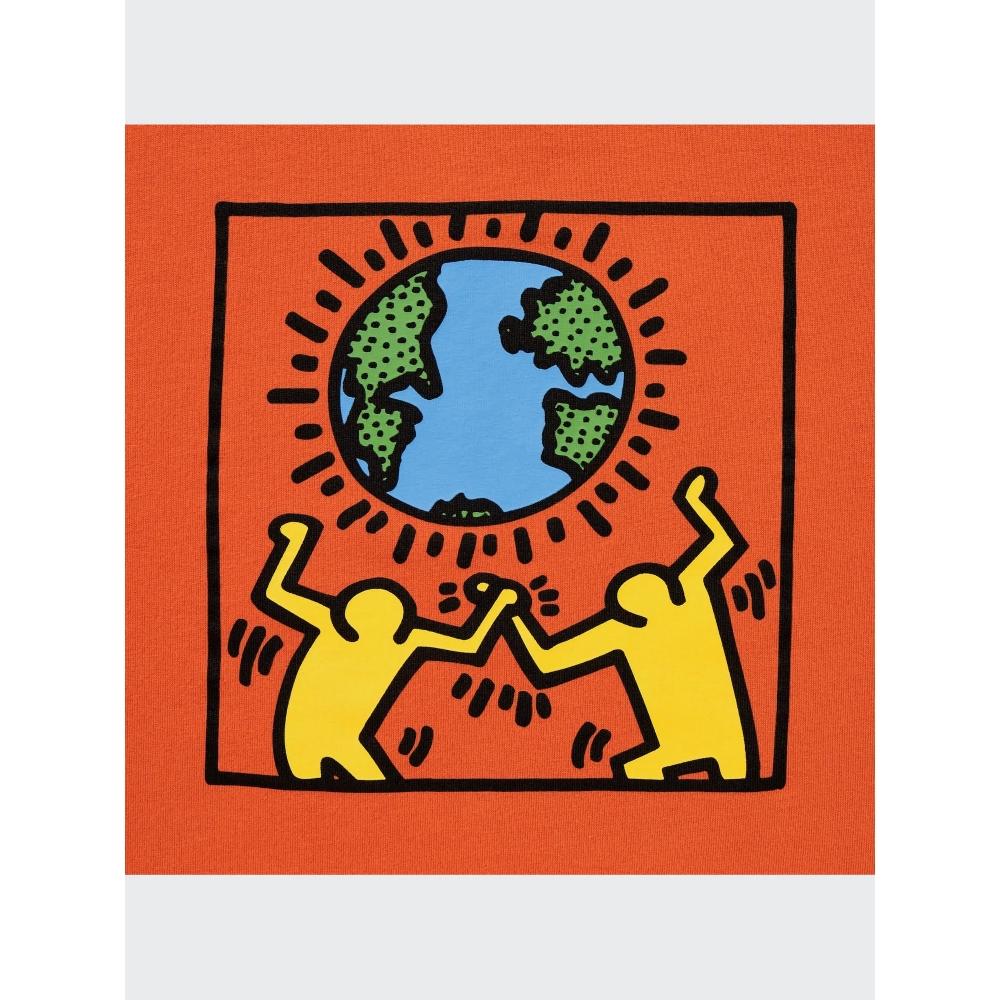 Uniqlo Футболка с принтом «Peace For All», короткий рукав, стандартный крой, Кит Харинг