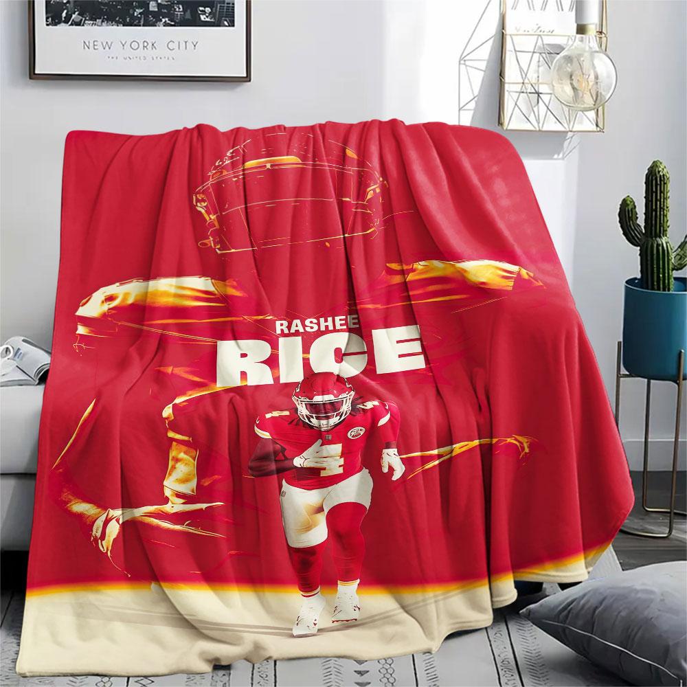 Rashee Rice Printed Flannel Blanket, soft throw for bedroom sofa, washable, fan merchandise, great gift.