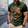Мужская рубашка поло повседневная на молнии с коротким рукавом модная повседневная на молнии лето весна стандартный крой принт с животными 3D принт рубашка