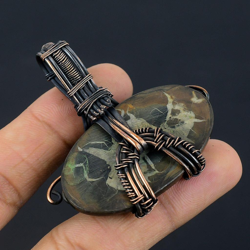 Подвеска с окаменелостью трещины грязи, Ювелирные изделия из драгоценных камней, обернутые медной проволокой 999 пробы, Подвеска ручной работы «Древо жизни», На День благодарения