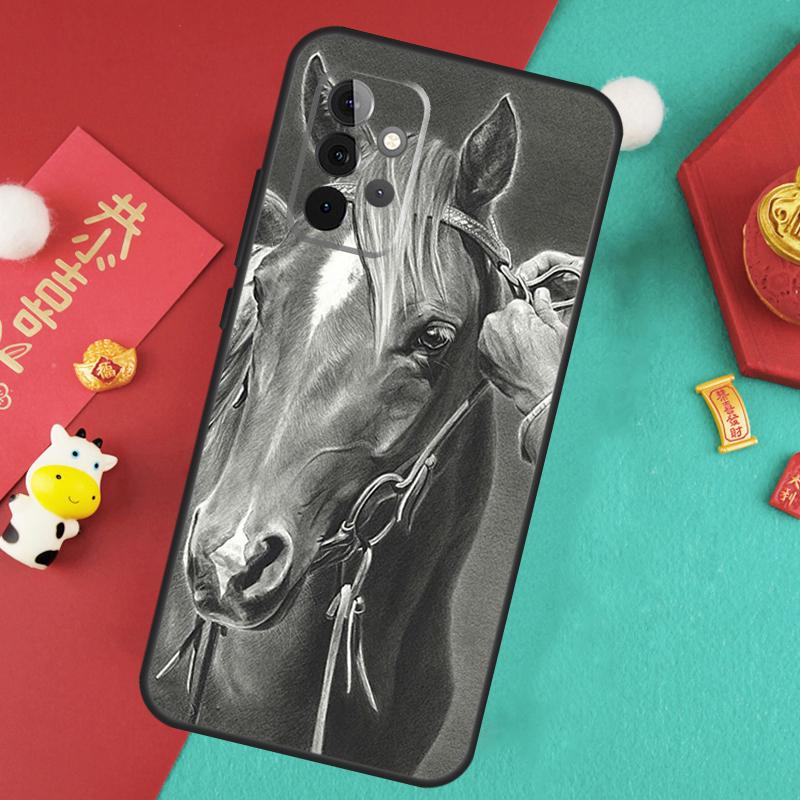Чехол-скетчбук для лошади для Samsung Galaxy A17 A55 A35 A15 A32 A52 A13 A33 A53 A14 A34 A54 A06 A16 A26 A36 A56