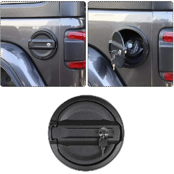 For Jeep JL Fuel Gas Tank Cap Cover Locking Fuel Door with Key for Jeep Wrangler JL 2018-2020 & Unlimited Sport Rubicon Sahara