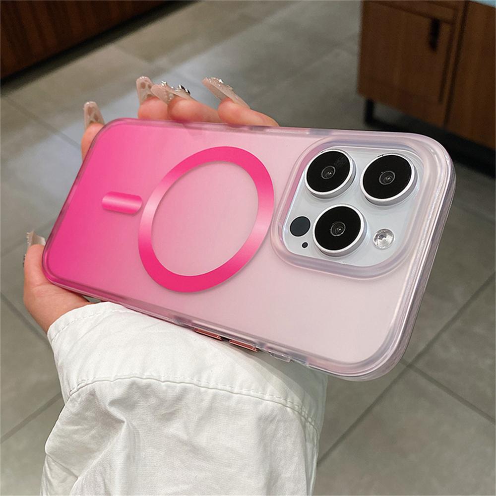 Роскошный бампер матовый градиентный цвет полупрозрачный для Magsafe магнитный чехол для телефона iPhone 15 14 Pro Max жесткий акриловый защитный чехол