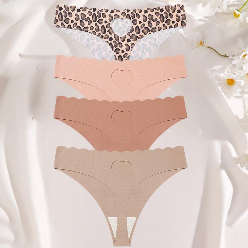FINETOO 4 шт. ультрамягкое бесшовное нижнее белье женские стринги из ледяного шелка сексуальные эластичные однотонные женские невидимые дышащие трусики