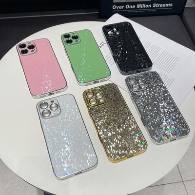 Подходит для Apple 16ProMax, Блестящий чехол для телефона в форме ромба, Гальваническое покрытие с блестками, IPhone15, Противоударный 14