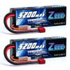 Zeee 7.4V 5200mAh LiPo High-Capacity Lithium Polymer 50C 2S Hard Shell with T-Plug for 18 and 110 Scale RC Cars, Radio-Controlled Toys, RC Cars,