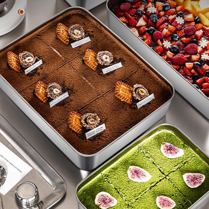 Форма для тирамису из нержавеющей стали, противень для торта, контейнер для формирования торта с крышкой, коробка для хранения торта, бытовые инструменты для выпечки десертов