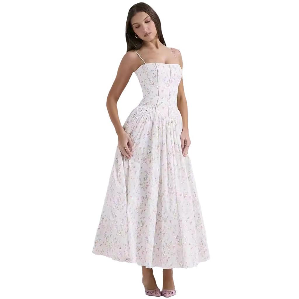 GMXIA Платье Fairy Chic Strap Gentle Wind, утягивающее платье с цветочным принтом на бретелях