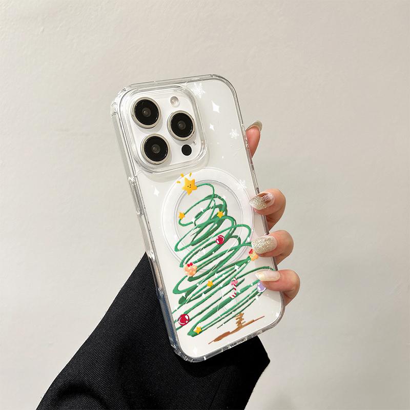Зеленая рождественская елка Магнитный чехол для Samsung Galaxy S25 Edge S24 S23 S22 S21 Ultra Plus FE A56 A55 A54 A36 A35 A26 A16