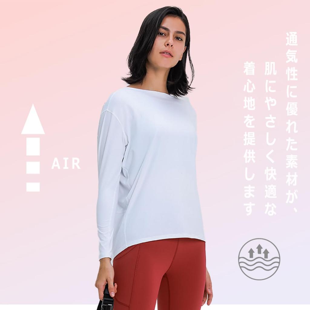 Pluviva Long Sleeve Yoga Perfect for Hot and Fitness Women's Top, Quick-Drying, Pilates, Running, Gym, Yoga, Cycling, (Z10-wh-M)