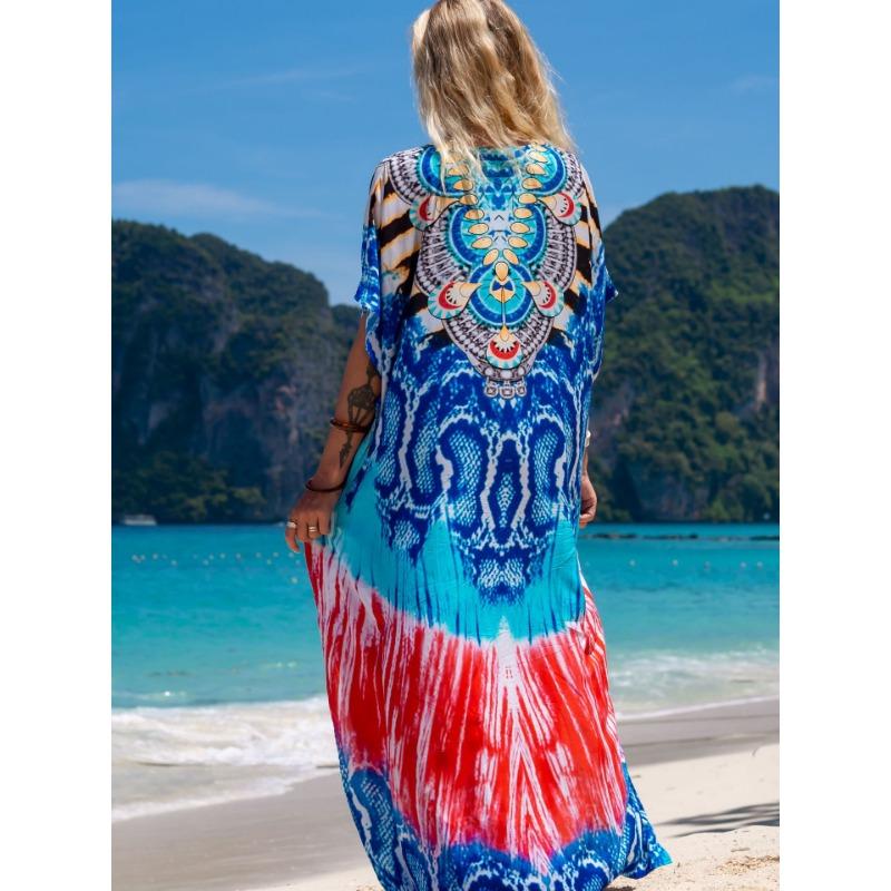 Женская мода лето весна леопардовый принт рукава 1/2 V-образный вырез свободная талия повседневные платья